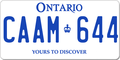 ON license plate CAAM644