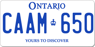 ON license plate CAAM650