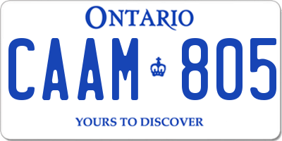 ON license plate CAAM805