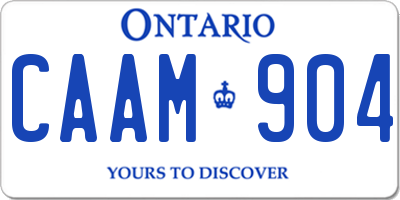 ON license plate CAAM904