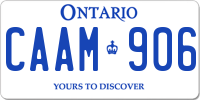 ON license plate CAAM906