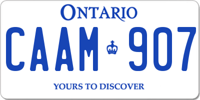 ON license plate CAAM907