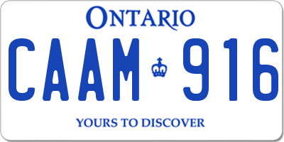 ON license plate CAAM916