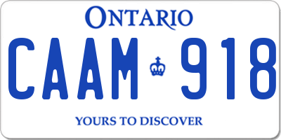 ON license plate CAAM918