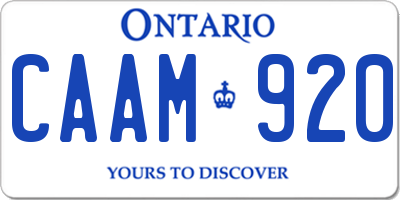 ON license plate CAAM920