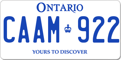 ON license plate CAAM922