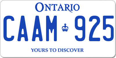 ON license plate CAAM925