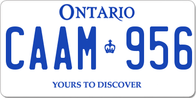 ON license plate CAAM956