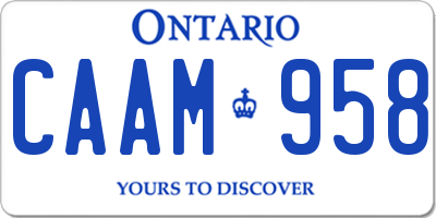 ON license plate CAAM958