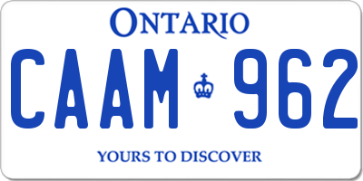 ON license plate CAAM962