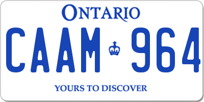 ON license plate CAAM964