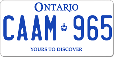 ON license plate CAAM965