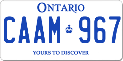 ON license plate CAAM967