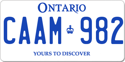 ON license plate CAAM982