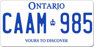 ON license plate CAAM985