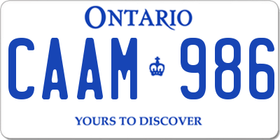 ON license plate CAAM986