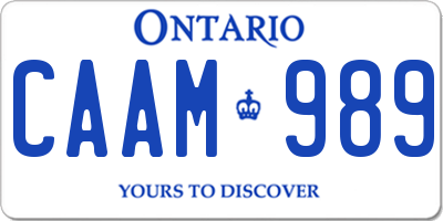 ON license plate CAAM989