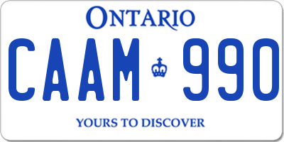 ON license plate CAAM990