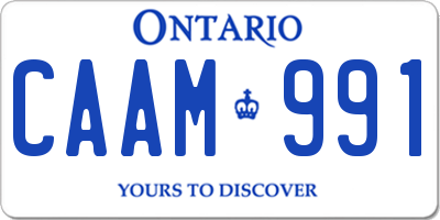 ON license plate CAAM991