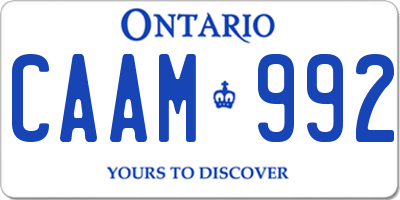 ON license plate CAAM992