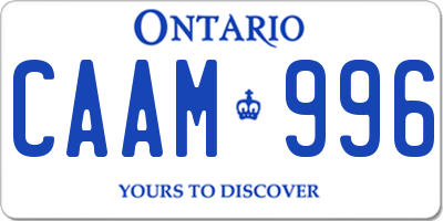 ON license plate CAAM996