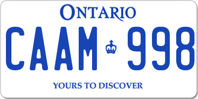 ON license plate CAAM998