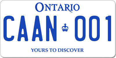 ON license plate CAAN001