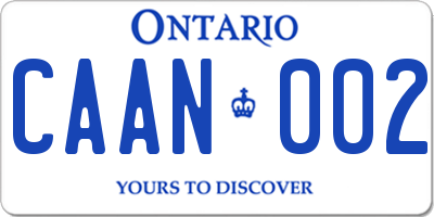 ON license plate CAAN002