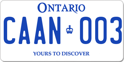 ON license plate CAAN003