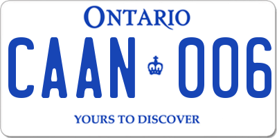 ON license plate CAAN006