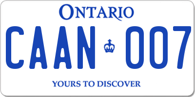 ON license plate CAAN007