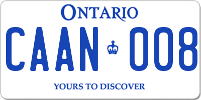 ON license plate CAAN008