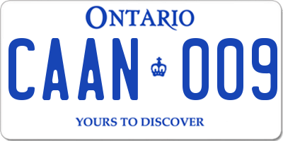 ON license plate CAAN009