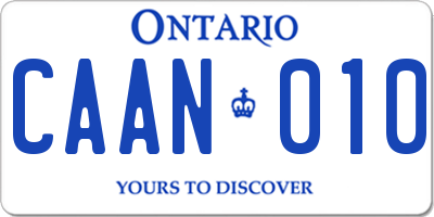 ON license plate CAAN010