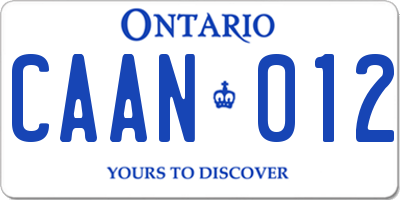 ON license plate CAAN012