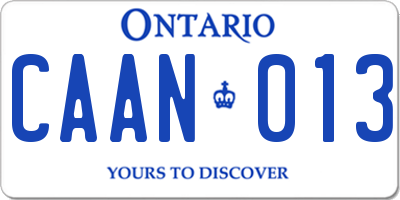 ON license plate CAAN013