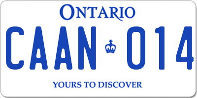 ON license plate CAAN014