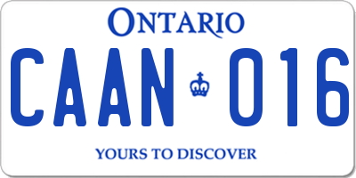 ON license plate CAAN016