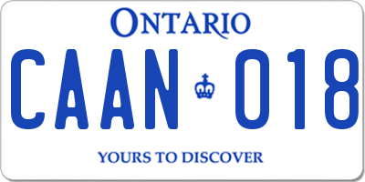 ON license plate CAAN018