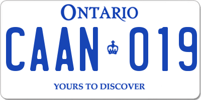 ON license plate CAAN019