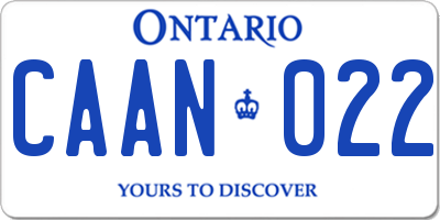 ON license plate CAAN022