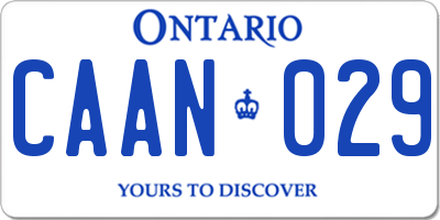 ON license plate CAAN029