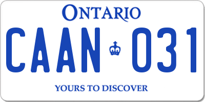 ON license plate CAAN031