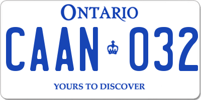 ON license plate CAAN032