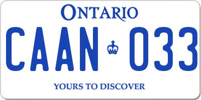 ON license plate CAAN033