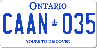 ON license plate CAAN035