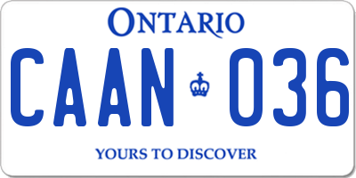 ON license plate CAAN036