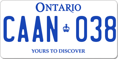 ON license plate CAAN038