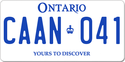 ON license plate CAAN041