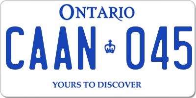 ON license plate CAAN045